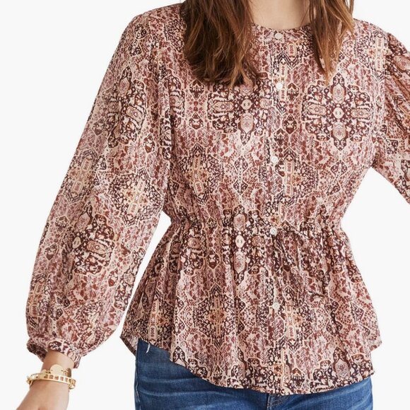 Madewell Kaleidoscope Boho Peasant Blouse, Size Small - Picture 1 of 10